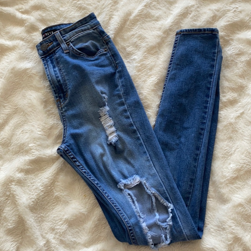 Fashion Nova Ripped High Waisted Jeans